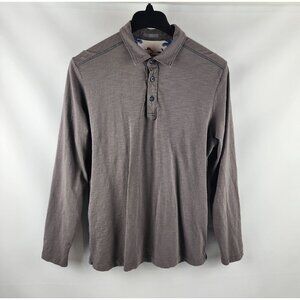 Tommy Bahama Henley Shirt Mens Medium Brown Long Sleeve Inner Beach Scene